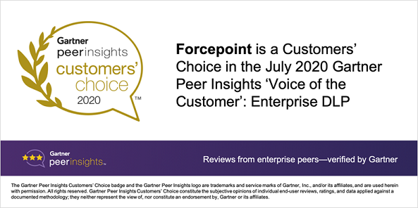 Forcepoint DLP 獲得2020 Gartner Peer Insights 評選之「Customer Choice」 最新消息